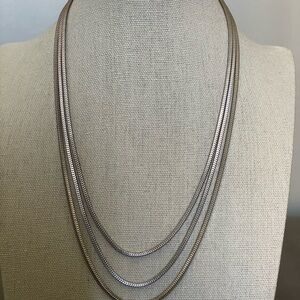 Vintage Sterling Signed FCC Triple Strand Flat Snake Layering Necklace